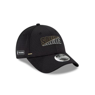 Black New Orleans Saints Hat - New Era NFL Official Summer Sideline Stretch Snap 9FORTY Snapback Caps USA3496127